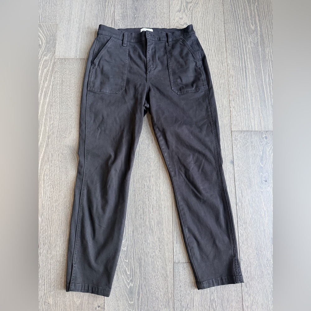 Evereve High Rise Tapered Ankle Pants with Front Patch Pockets in Black Size 28 - Picture 1 of 6